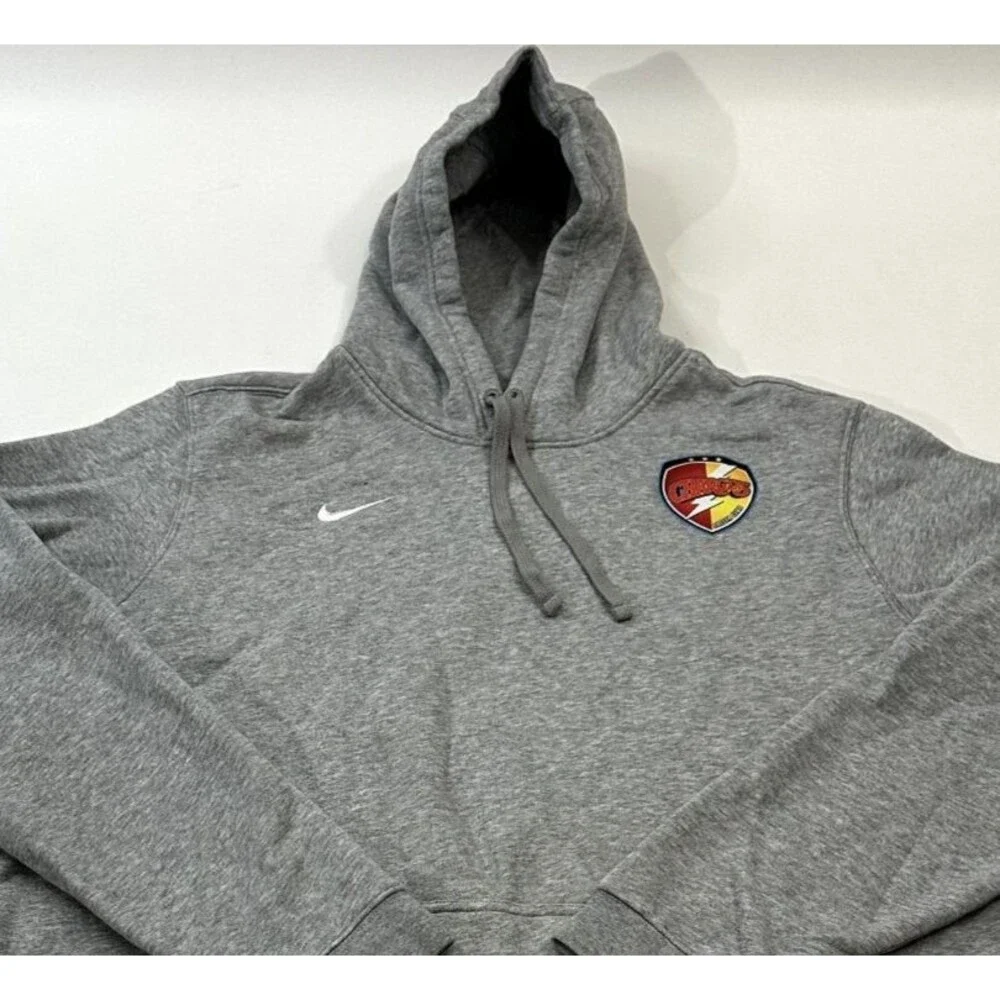 Nike Men's Pullover Hoodie Grey Embroidered Chest Patch Kangaroo Pocket, Size XL